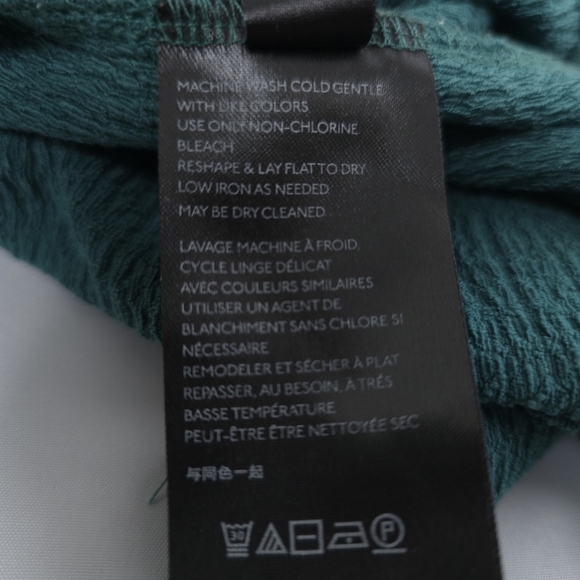 Anthropologie Willa Textured Crinkled V-Neck Top in Blue/Green XS - Picture 7 of 8